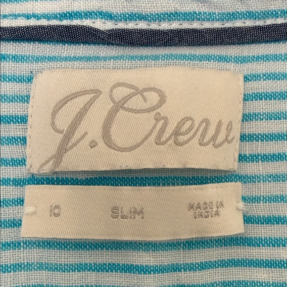 J. Crew Light Blue and White Striped Linen Button-Down Shirt - Picture 2 of 5